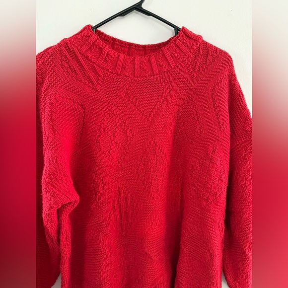 VTG American Attitudes Cable Knit Sweater Chunky Red Size S - Picture 4 of 7